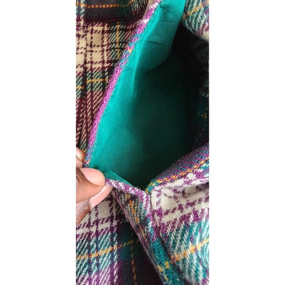 Vintage That's Me Wool Blend Purple & Green Tartan  Plaid Casual Shorts - Picture 8 of 10
